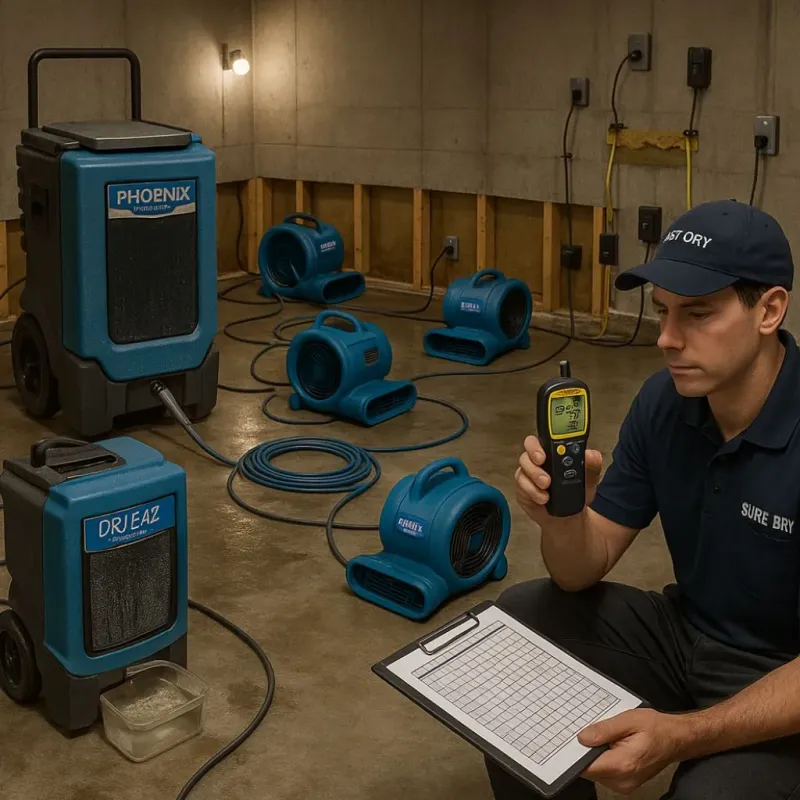 Structural Drying and Dehumidification process in Wakefield, MA